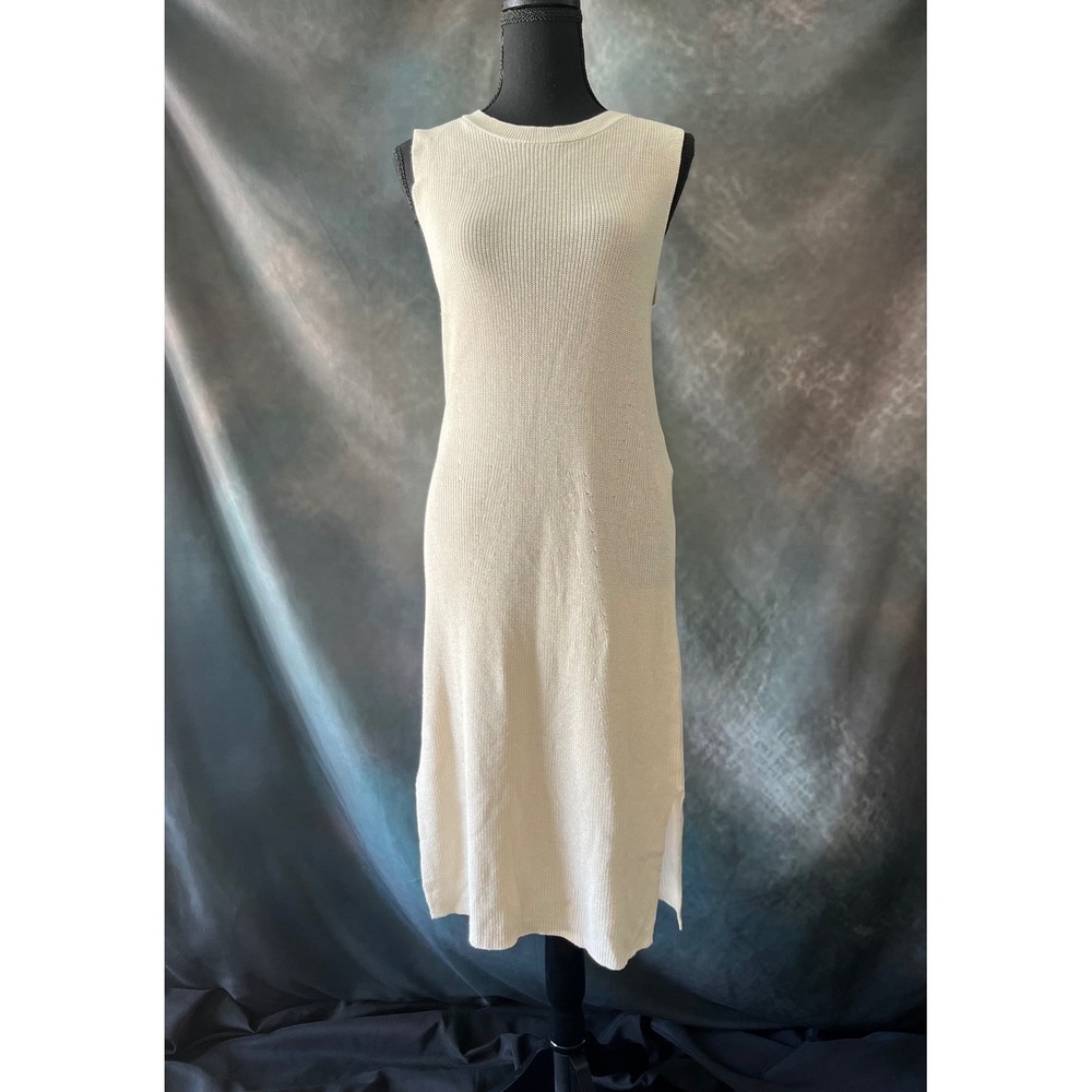 VERO MODA Sleeveless Knit Midi Dress Size‎ Medium Cream Beige Minimalist Casual